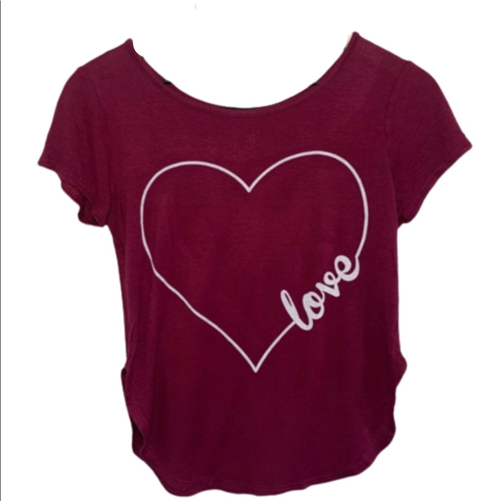 Papaya Girl’s Maroon Infinite Love Graphic Short Sleeve Tee